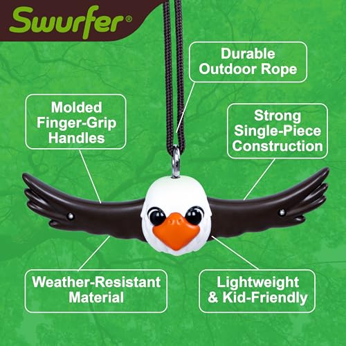Swurfer Ninja Twister Swing Spins Set - 360° Twist Spin Toy, Swing Sets Accessories for Backyard, Kids Outdoor Play Toys, Slackline Attachment, Easy Install, Adjust Height, Durable,Up to 300lbs Eagle - style: Eagle