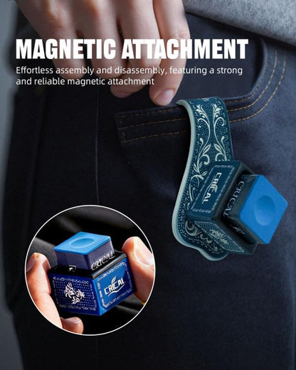 CRICAL Portable Magnetic Pool Chalk Holder Square Chalk Cube Holder Billiard Cue Accessory Gift Idea - color: Black Blue