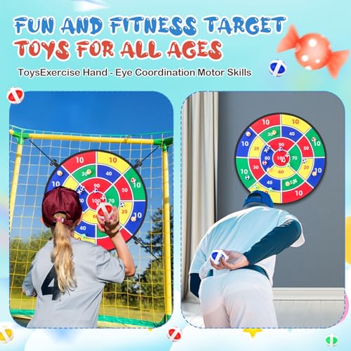 Lunmon 29" Trampoline Dart Board Game Accessories, Trampoline Toss Game Dartboard with 20 Sticky Balls, Indoor & Outdoor, Sport Fun Party Play Toys for Birthday Gifts - style: Classic Style 100 Score