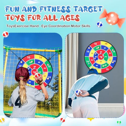 Lunmon 29" Trampoline Dart Board Game Accessories, Trampoline Toss Game Dartboard with 20 Sticky Balls, Indoor & Outdoor, Sport Fun Party Play Toys for Birthday Gifts - style: Classic Style 100 Score