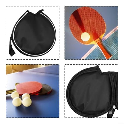 Table Tennis Racket Storage Bag Semicircle Paddles Case Waterproof Oxford Cloth Protective Cover with Hand Strap for Ping Pong Players Indoor Sports Equipment Storage Black(black)