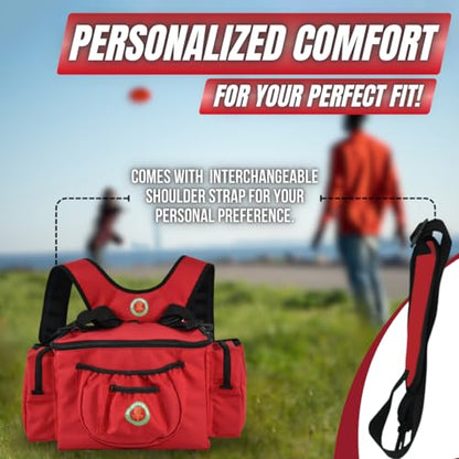 Disc Golf Bag with Removeable Cooler,13 Disc Capacity with Insulated Cooler for a 6-Pack,22 disc max,Adjustable Backpack Strap Included - color: RED