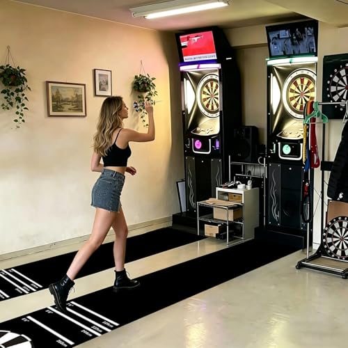 Home Dart Game Floor Runner - Long Strip Layout Design System, Non Skid Backing Structure, Printed Scoring Distance Guide, Durable Entertainment Accessory | Dart Floor Runner For Home Game Rooms Party