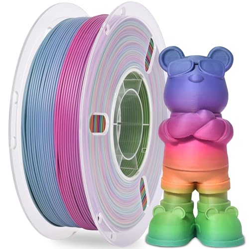 RAMBERY Matte Rainbow 3D Printer Filament 1.75mm Matte PLA Filament for 3D Printing Beginners, 1kg(2.2lb), Matte Rainbow Red Coral - color: B-matte Rainbow Red Coral, size: 1kg
