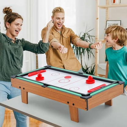 GLACER 4-in-1 Multi Game Table Combo Set w/Foosball, Billiards, Ping Pong & Air Hockey, Wooden Stackable Tabletop for Game Room, Family Night, Parties, Portable Arcade Home Entertainment