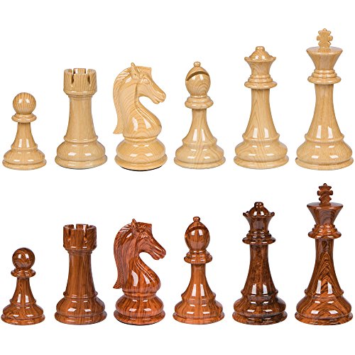 Abigail Chess Inlaid Wood Folding Board Game with Pieces - 21 Inch Set