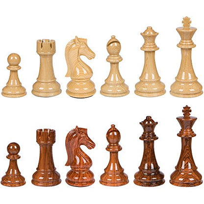 Abigail Chess Inlaid Wood Folding Board Game with Pieces - 21 Inch Set