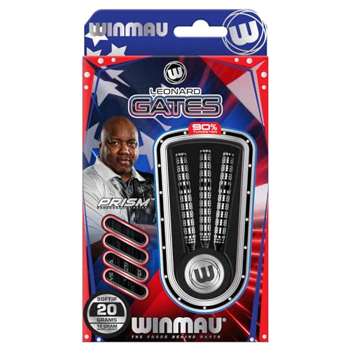 Winmau Leonard Gates The Soulger Steel Tip Darts Set - 90% Tungsten Professional Darts - C-Axis Grip Control with Prism Flights & Vecta Shafts - Available in Multiple Weights