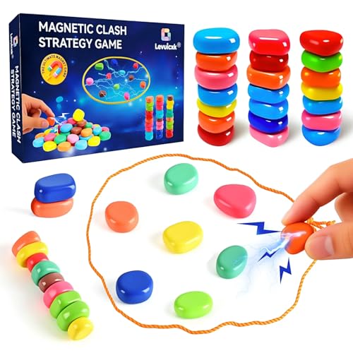 Magnet Game with String, Magnetic Chess Game with Stones – 20 Magnetic Stones Game, Strategy Party Travel Game for Adults
