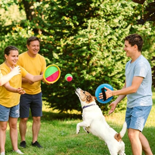 Aneco Toss and Catch Paddle Game Set Disc Paddles and Toss Ball Sport Game with Storage Bag, 6 Paddles and 6 Balls - color: Light Blue/Black/Yellow