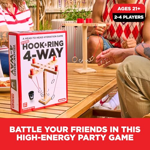 Buzzed 4-Way Hook & Ring by Relatable – Bachelor Party Drinking Game, Outdoor Party Activity for Adults, Summer Fun for Backyard, Tailgates & Group Hangouts, Includes Hook Unit, Pawns & Cup - style: 4-Way Hook & Ring