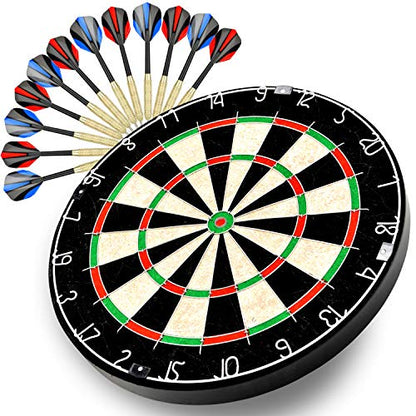 LinkVisions Dartboard with Staple-Free Bullseye, 18g Steel Tip Darts Set,12 Steel Tip Darts 18g, Dartboard Mounting Kits Included - style: Casupieler