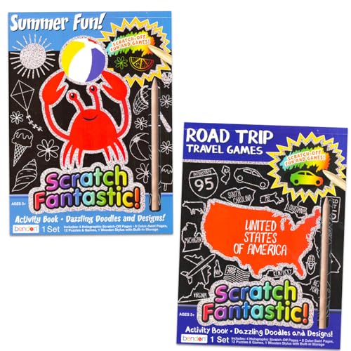 Road Trip Games for Kids - Bundle with 2 Travel Activity Activity Books Featuring Snakes and Ladders, More | Travel Activites for Kids, Boys, Girls