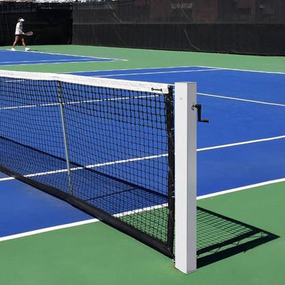 Katop In Ground Tennis Net Set, 4” Square Aluminum Posts & Heavy Duty Double-Layer Tennis Net, Unique Built-in Winder Design, Sturdy and Durable, Follows ITF Standards - style: Only Posts