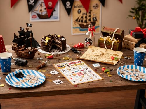 Pirate Party Game - Bingo Cards for Adults, 24 Players - color: Pirate