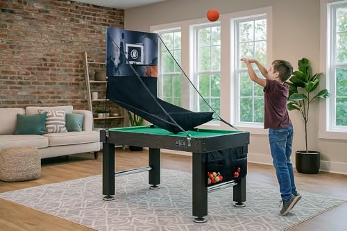 KICK Minotaur 48" 5-in-1 Multi-Game Table - Foosball, Glide Hockey, Billiards/Pool, Ping Pong & Basketball - color: Brown
