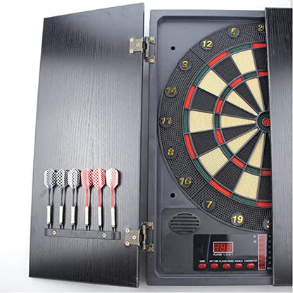 Electronic Dart Board Cabinet Set, with Integrated Scoreboard, Dart Storage for 12 Darts, Professional Darts Machine for Adults