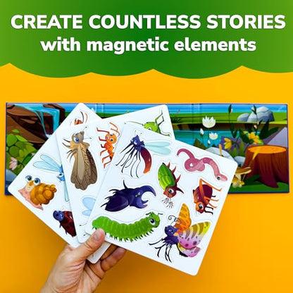 Quokka Travel Magnetic Puzzles for Toddlers 1-3 – 20+Pcs Bugs Game with Extra-Long Play Book – Fun Travel Game Toy for Kids Ages 3-5 – Strong Magnets for Car Activities – Fun Toddler Puzzle Ages 2-4 - color: 05. Blue