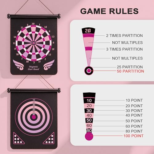 Gifts for 6 7 8 9 10 11 12 13 14 15 16 Years Old Girl Boys, Outdoor Games Activities Toys for Kids 8-12, Magnetic Dart Board, Teen Gift Ideas for Christmas, Birthday - style: Pink