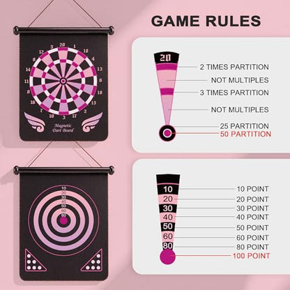 Gifts for 6 7 8 9 10 11 12 13 14 15 16 Years Old Girl Boys, Outdoor Games Activities Toys for Kids 8-12, Magnetic Dart Board, Teen Gift Ideas for Christmas, Birthday - style: Pink