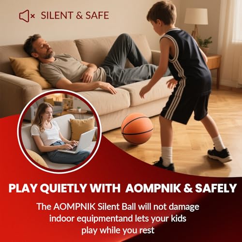 Silent Basketball Size 7- Grooved Dribble Dream Silent Basketball, Pro PU Form Indoor Ball for Training Home & Indoor Activities. Real Feel Higher Bounce Quieter.