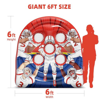 6FT Giant Inflatable Football Target Toss Game - Fun Indoor & Outdoor Yard Games for Kids & Adults, Football Party Throwing Games, Carnival Games, Camping & Tailgate Lawn Activities