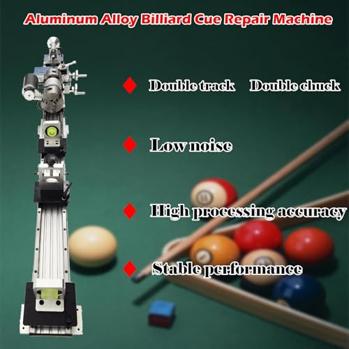 110V Billiard Cue Repair Machine, Pool Cue Lathe Repair Machine Double Track Multi-Function Snooker Cue Fixing Kit 0-2500rpm for Hall/Home/Club 450W
