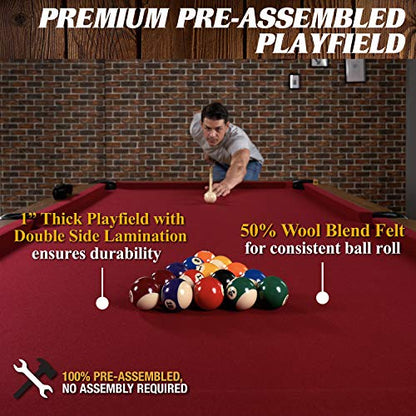 Barrington Billiards Multiple Styles Pool Table, Preassembled Playfields with Complete Billiard Accessory Sets, Perfect for Family Game Rooms | Multiple Styles - style: 8 - Arlington