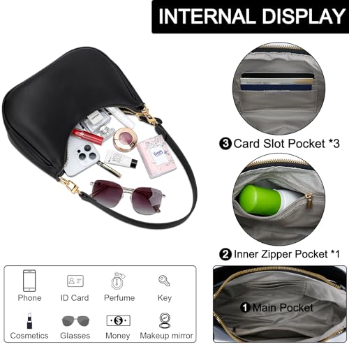 KKXIU Shoulder Bag for Women Cute Hobo Purses and Handbags Retro Clutch Underarm Purse | Cute - color: Black