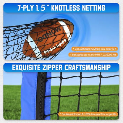 Football Throwing Net, Upgrade Heavy Duty Metal Frame Quarterback Training Equipment Throwing Machine with 1-4 Targets, Easy Setup Football Target Practice with CarryBag, Allweather Indoor Outdoor Use - size: 7 FT × 8 FT