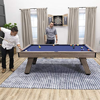 American Legend Billiard Table with Rustic Wood Finish - color: Blue