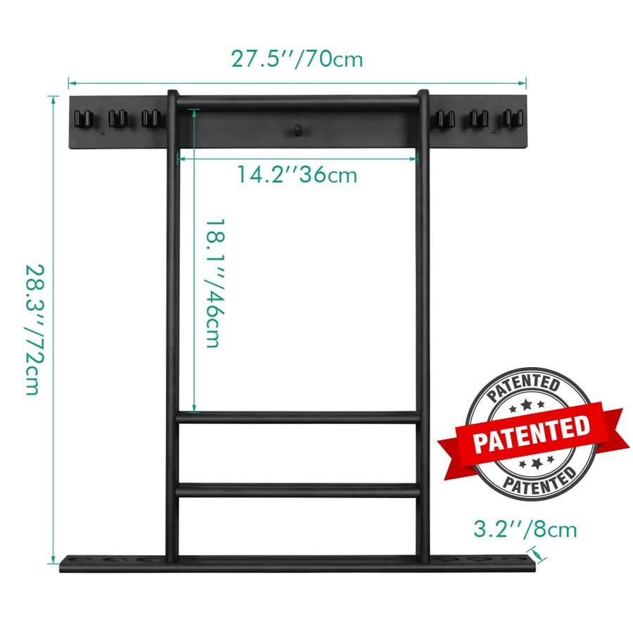 XCSOURCE Pool Cue Rack Only, Pool Stick Holder Wall Mount, 6 Pool Billiard Stick + Ball Set Wall Cue Rack, Made of 100% Solid Pine Wood, Compact Billiard Table Accessories for Man Cave - color: Black- 6 Pool
