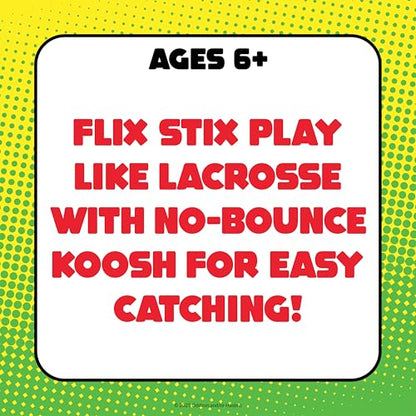 Koosh Flix Stix – Kids Outdoor Toys, Beach Toys, Plays Like Lacrosse, Kids Games, Outdoor Games for Adults and Family, Koosh Ball Included, Outdoor Play Toys, Screen-Free, Ages 6+ - style: Neon