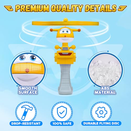 Super Wings Outdoor Toys, Golden Boy Flying Toys for Kids Ages 3-5 4-8, Toddler Outdoor Games Flying Discs, Outside Toys Airplane Launcher Toy for Kids Boys Girls Age 3 4 5 6 7 8 9+ - style: Golden Boy