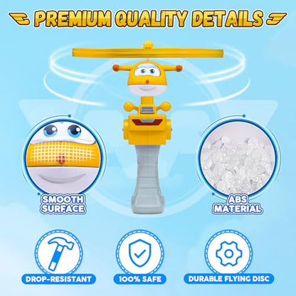 Super Wings Outdoor Toys, Golden Boy Flying Toys for Kids Ages 3-5 4-8, Toddler Outdoor Games Flying Discs, Outside Toys Airplane Launcher Toy for Kids Boys Girls Age 3 4 5 6 7 8 9+ - style: Golden Boy