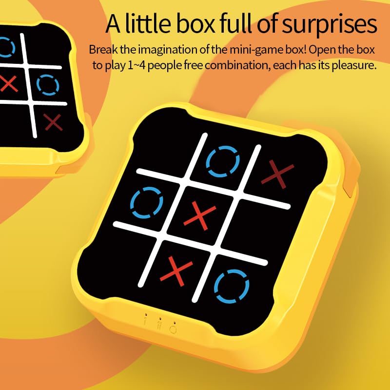 Tic Tac Toe, 4 in 1 Handheld Educational Game Machine, Electronic Tic Tac Toe Game for Education and Memory Growth, Home, Toy Board Game for Kids and Adults (Yellow) - color: Yellow