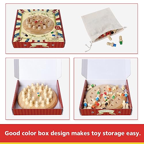 Gothink Wooden Memory Chess Matching Game, 7.5 Inch Wooden Memory Match Stick Chess Board Game, Educational Games for Kids, Montessori Preschool Toy for Toddler Birthday Gift - style: Memory Chess Match Game
