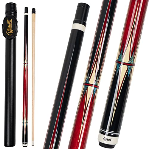 Pool Cue Stick, Billiard Cue Sticks with Hard Case, 2-Pieces 58" Pool Table Sticks, 13 mm Tip Pool Queue, 19-21 oz Pool Que - color: Red, size: 21 oz