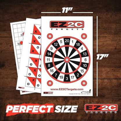 EZ2C Games Styles: Dartboard - Sink The Boats - Tic-Tac-Toe - Reducing Circles - Paper Targets for Shooting Range 11"x17" Fun Gun Range Targets for Shooting USA Made Gun Gifts - color: 4 Style Bundle, style: 40