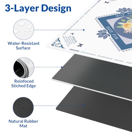 Mahjong Mat - 31.5" x 31.5" Anti-Wrinkle Mahjong Mat for Table, Anti Slip Noise Reduction Gaming Mat with Carrying Bag, for Mahjong/Board Games/Poker/Dominoes/Card Games (White) - color: White