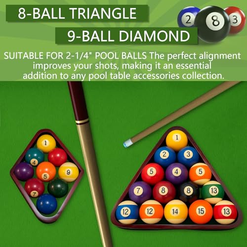 LOVEFEEL 22 Set Pool Table Accessories, Wooden Billiard Rack, Triangle, Diamond Rack, Pool Table Brush, Pool Chalk, Cue Tips, Lint Roller