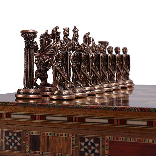 (Only 32 Pieces) Medieval British Army Antique Copper Metal Handmade Chess Pieces (Without Board)