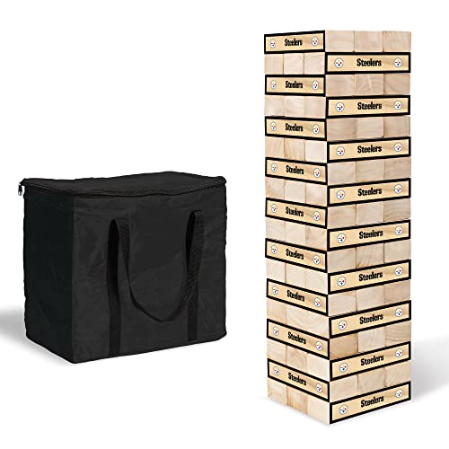 Wild Sports NFL Giant Stacking Wooden Blocks – Tumbling Tower Classic Family Game Stacks – Great Gift for Any Football Fan! - color: Pittsburgh Steelers