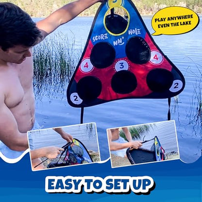 TOSS & ROLL NN' Hole - Portable Cornhole Game for Water or Land | for All Ages