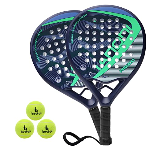 IANONI Padel Racket Carbon Fiber Surface with EVA Memory Flex Foam Core Padel Tennis Racquets Paddle Tennis Racket - color: T-PR8300-BLUE-2