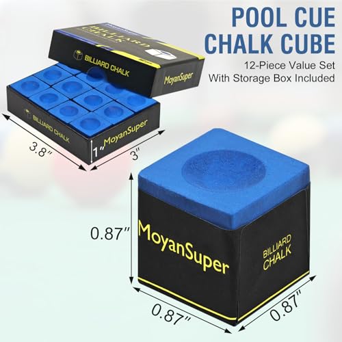 12-Piece Pool Cue Chalk Set Cube Chalk for Pool Cue Billiards Table Accessories with Storage Box,Blue