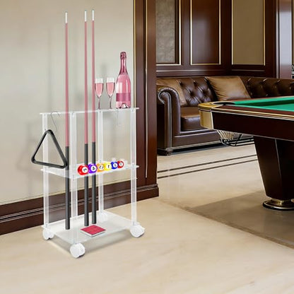 Pool Stick Holder Floor Stand, 10-Hole Acrylic Pool Cue Rack