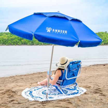 AMMSUN 6ft Folded Portable Travel Beach Umbrella with Sand Anchor Tilt Air vent UPF 50+UV Protection Fit In Suitcase Compact Foldable Telescopic umbrellas for Patio Garden Beach Pool Blue - color: 6ft Navy Blue