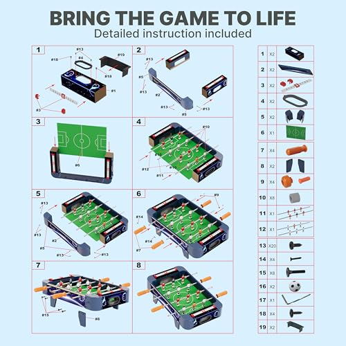 Mini Foosball Table for Kids and Adults – 21-Inch Mini Soccer Game, Mini Soccer Table Game for Family Game Nights