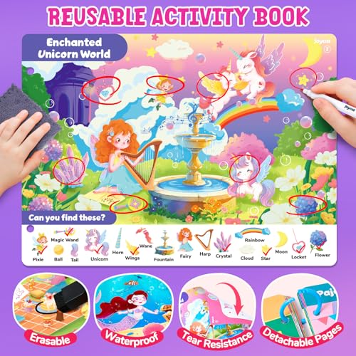 JoyCat Seek & Find Game Book, Educational Toys for Girls Ages 3-5, Preschool Learning Activities for Toddlers & Kids, Christmas Road Trip Travel Toys for Car & Airplane, Gifts for 3 4 5 6 Year Olds - style: 3. Seek & Find Girls